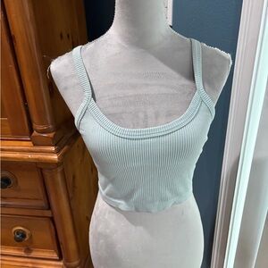 Ribbed Scoop Neck Cropped Tank Top, Sz S